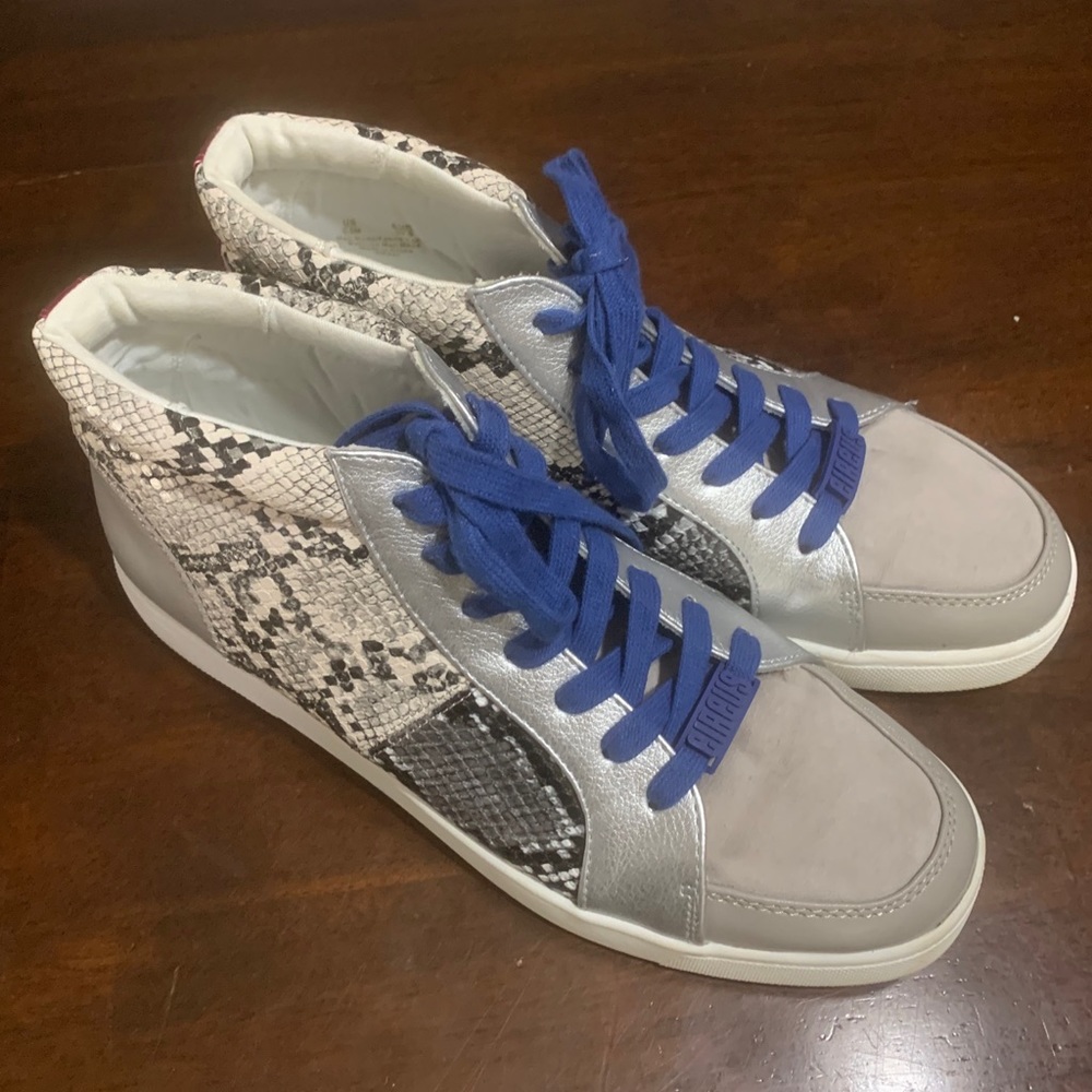 Circus Sam Edelman Snake Skin High Top Sneakers Silver/Gray Fun Punk Streetwear